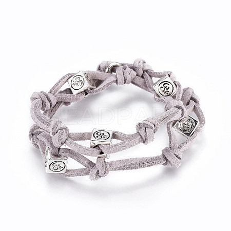 Eco-Friendly Faux Suede Cord Wrap Bracelets BJEW-JB04369-04-1