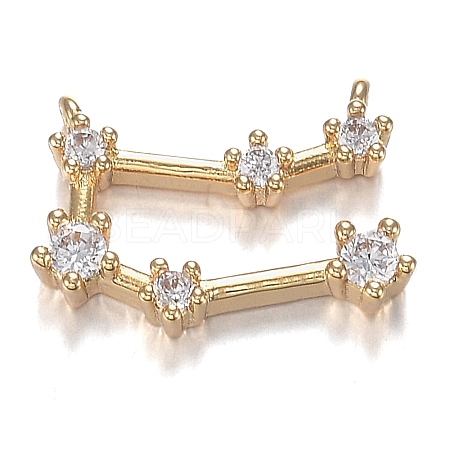 Brass Micro Clear Cubic Zirconia Charms ZIRC-F120-019G-09-1