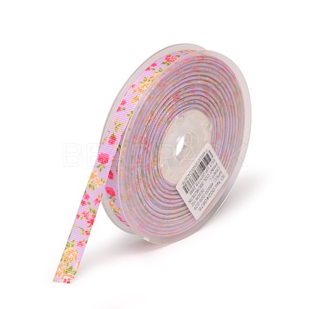 Floral Single-sided Printed Polyester Grosgrain Ribbons SRIB-A011-9mm-240878-1