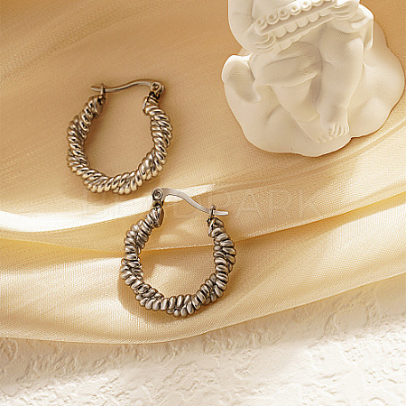 Non-Tarnish Stainless Steel Thick Twist Hoop Earrings BA3365-2-1