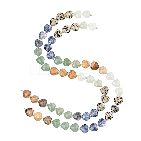 Gradient Color Natural Quartz & Dalmatian Jasper & Blue Spot Jasper & Green Aventurine & Picture Jasper Beads Strands G-B185-A02-1