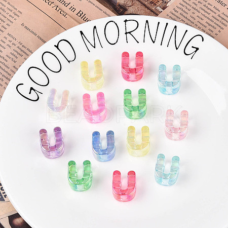 UV Plating Transparent Acrylic European Beads OACR-M027-02U-1