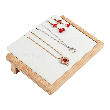 Wooden Slant Back Necklace Organizer Display Trays NDIS-WH0006-16-1