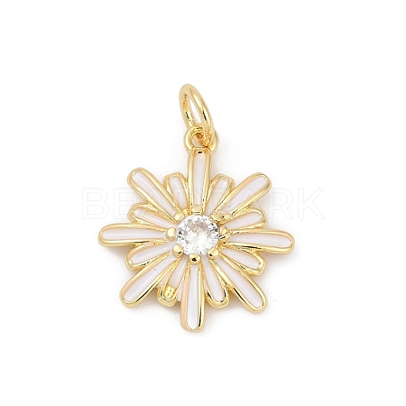 Brass Pave Cubic Zirconia with Enamel Pendants KK-U062-38G-03-1