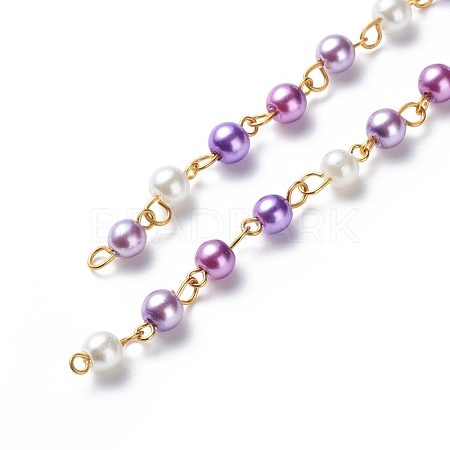 Handmade Glass Pearl Beaded Chains AJEW-JB01136-02-1