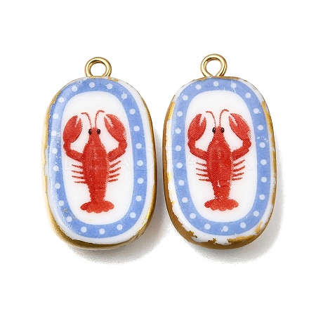 Fruit & Floral & Animals Printed Handmade Porcelain Pendants STAS-Z207-01G-05-1