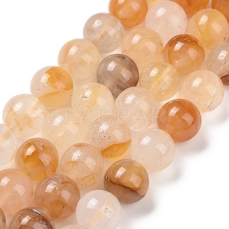Natural Yellow Hematoid Quartz/Golden Healer Quartz Beads Strands G-E571-05C-1