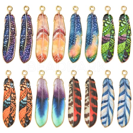 16Pcs 8 Styles Alloy Enamel Pendants FIND-FS0002-69-1