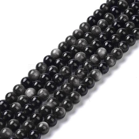 Natural Silver Obsidian Beads Strands G-D083-01D-1