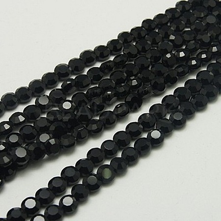Black Faceted Glass Beads Strands X-GLAA-D019-36-1