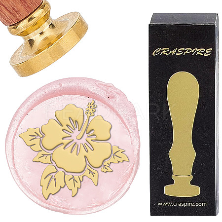 Brass Wax Seal Stamps with Wood Handle AJEW-WH0412-0179-1