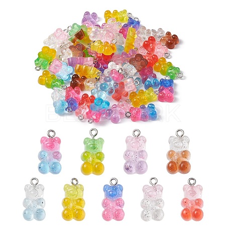 45Pcs 9 Colors Transparent Resin Pendants RESI-YW0001-03-1