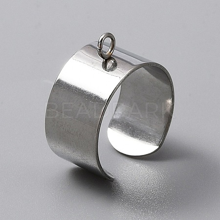 304 Stainless Steel Open Cuff Finger Ring Components X-STAS-WH0029-40B-P-1