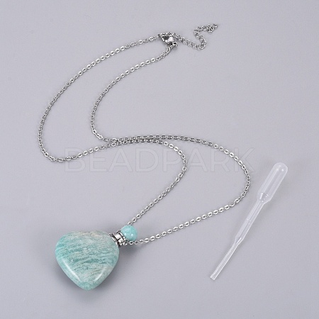 Natural Amazonite Openable Perfume Bottle Pendant Necklaces G-K295-A04-P-1