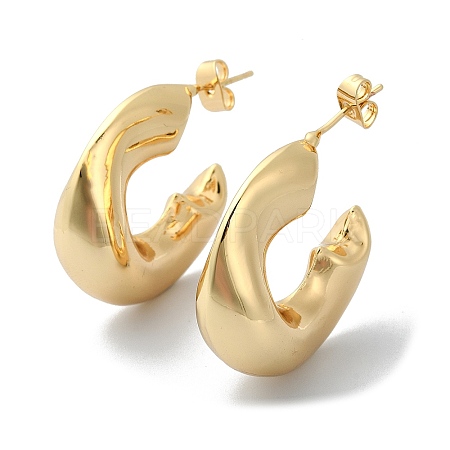 Brass Ring Stud Earrings EJEW-D098-01G-1