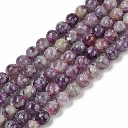 Natural Lepidolite/Purple Mica Stone Beads Strands G-B133-A01-10MM-1