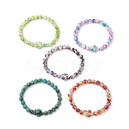 5Pcs Synthetic Dyed Turquoise Beaded Stretch Bracelets for Women Men BJEW-JB11549-S-1