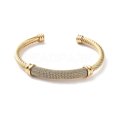 304 Stainless Steel Cable Wire Twisted Cuff Bangles BJEW-P304-01C-G-1