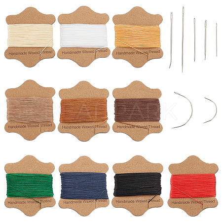 10 Cards 10 Colors Round Waxed Nylon Cord Sets YC-PH0002-42-1