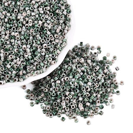 Opaque Picasso Cylinder Glass Beads SEED-Q039-06A-18-1