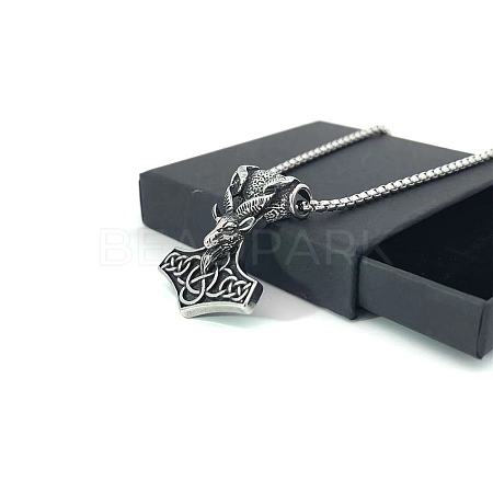 Stainless Steel Animal Goat Head Hammer Pendant Men's Necklaces FS5334-1