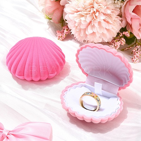 1Pc Shell Shaped Velvet Jewelry Storage Boxes VBOX-YW0001-05A-1