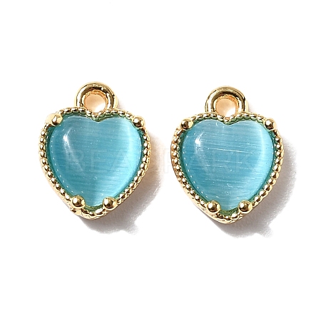 Heart Brass Charms KK-D024-02D-G-1