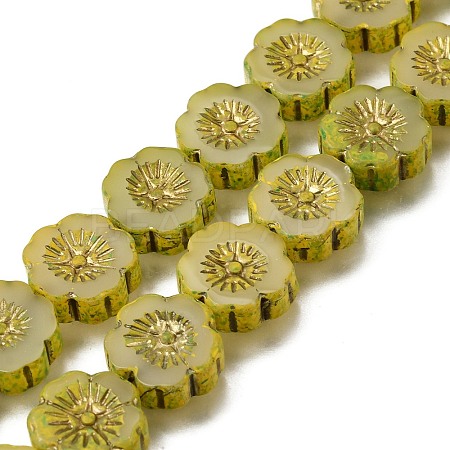Picasso Baking Paint & Golden Metal Enlaced Glass Beads Strands GL-CBA98F0-04A-1