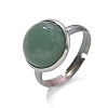 Half Round Natural Green Aventurine Finger Rings RJEW-M062-01P-21-2