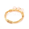 Copper Wire Wrapped Natural Rose Quartz Braided Bead Rings for Women RJEW-JR00393-01-5