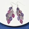 430 Stainless Steel Leaf Dangle Earrings EJEW-A137-06P-01-3