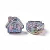 UV Plating Rainbow Iridescent Acrylic Beads PACR-M003-02-3