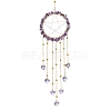 Wire Wrapped Natural Amethyst Chips Ring Hanging Ornaments HJEW-JM02371-06-1