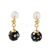 Black Lip Shell Ball Stud Earrings for Women EJEW-E303-41G-1