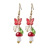 304 Stainless Steel Butterfly & Mushroom Dangle Earrings for Women EJEW-JE06235-3