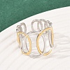 304 Stainless Steel Double Color Cuff Rings RJEW-S635-01GP-15-3