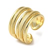 Rack Plating Brass Multi Lines Open Cuff Rings RJEW-K249-05G-1