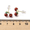 Cherry Brass Enamel Stud Earrings EJEW-U061-01G-5