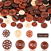 AHADERMAKER 160pcs 8 style Natural Wooden Buttons BUTT-GA0001-06-1