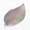 Brass Plated Natural Leaf Big Pendants KK-G321-K-09-2