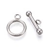 Non-Tarnish 304 Stainless Steel Ring Toggle Clasps STAS-A092-09I-P-1