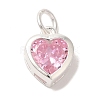 925 Sterling Silver Cubic Zirconia Heart Charms with Jump Rings FIND-U013-10S-02-1