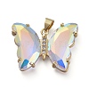 Brass Micro Pave Clear Cubic Zirconia Pendants ZIRC-P079-A01-02-1