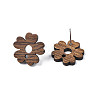 Walnut Wood Stud Earring Findings MAK-N032-040-3