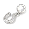 Brass Clear Cubic Zirconia Horseshoe European Dangle Charms KK-Q028-56P-2