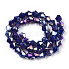 Opaque Solid Color Electroplate Glass Beads Strands EGLA-A039-P6mm-B10-3