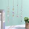 4Pcs Metal Ring & Sun Hanging Ornaments Set PW-WG46035-01-4