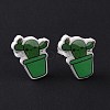 Acrylic Cute Plants Stud Earrings with Plastic Pins for Women EJEW-F293-01B-3