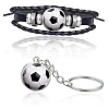 CutHollow Glass Football Jewelry Set SJEW-CL0001-01-5