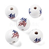 Independence Day Theme Wood European Beads WOOD-M011-07C-1